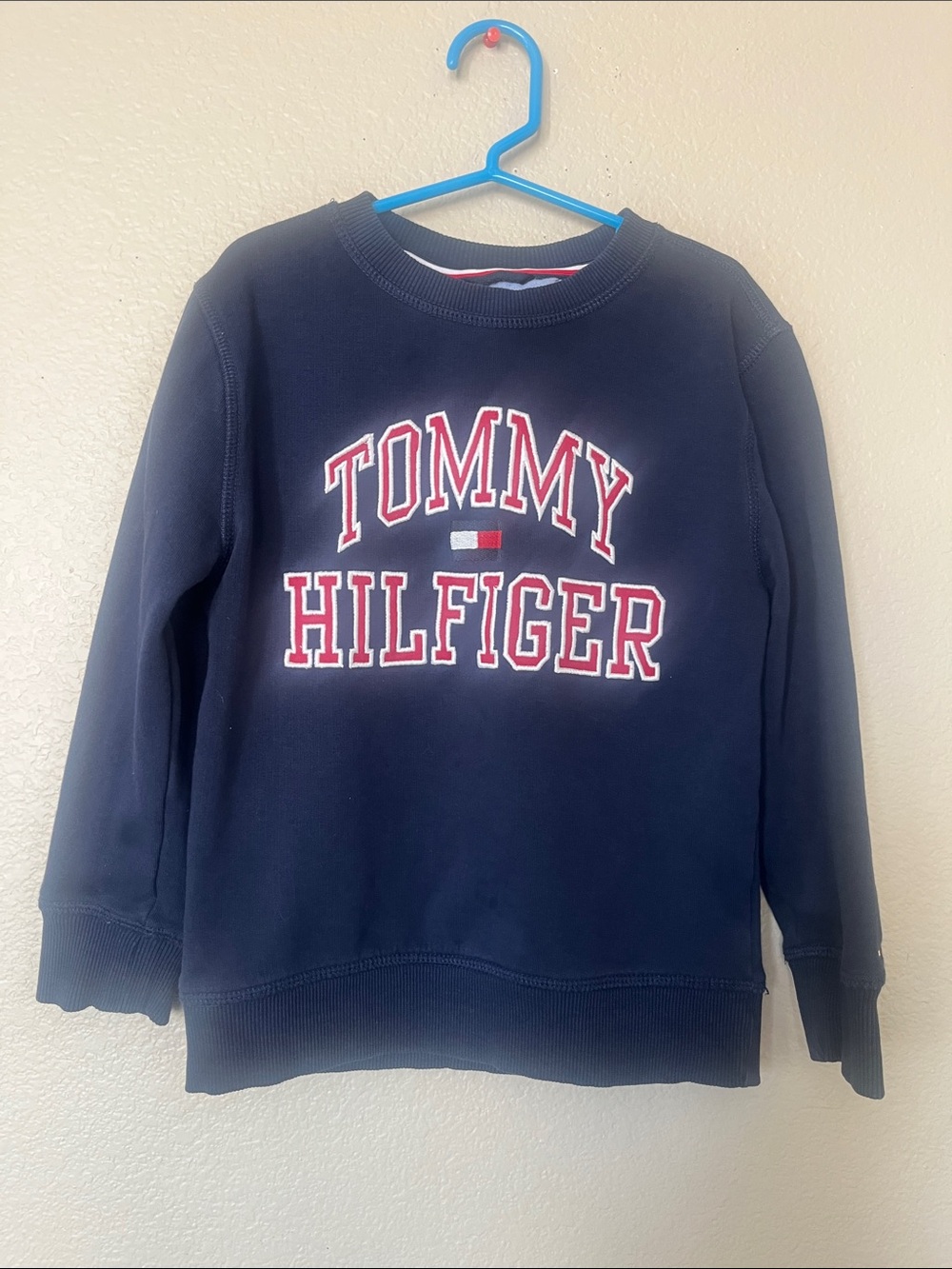 Tommy Hilfiger Navy Sweatshirt with Red & White Logo